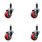 Service Caster 3'' SS Red Poly Wheel Swivel 1'' Expanding Stem Caster Set, 4PK SCC-SSEX20S314-PPUB-RED-1-4 - alternate 1
